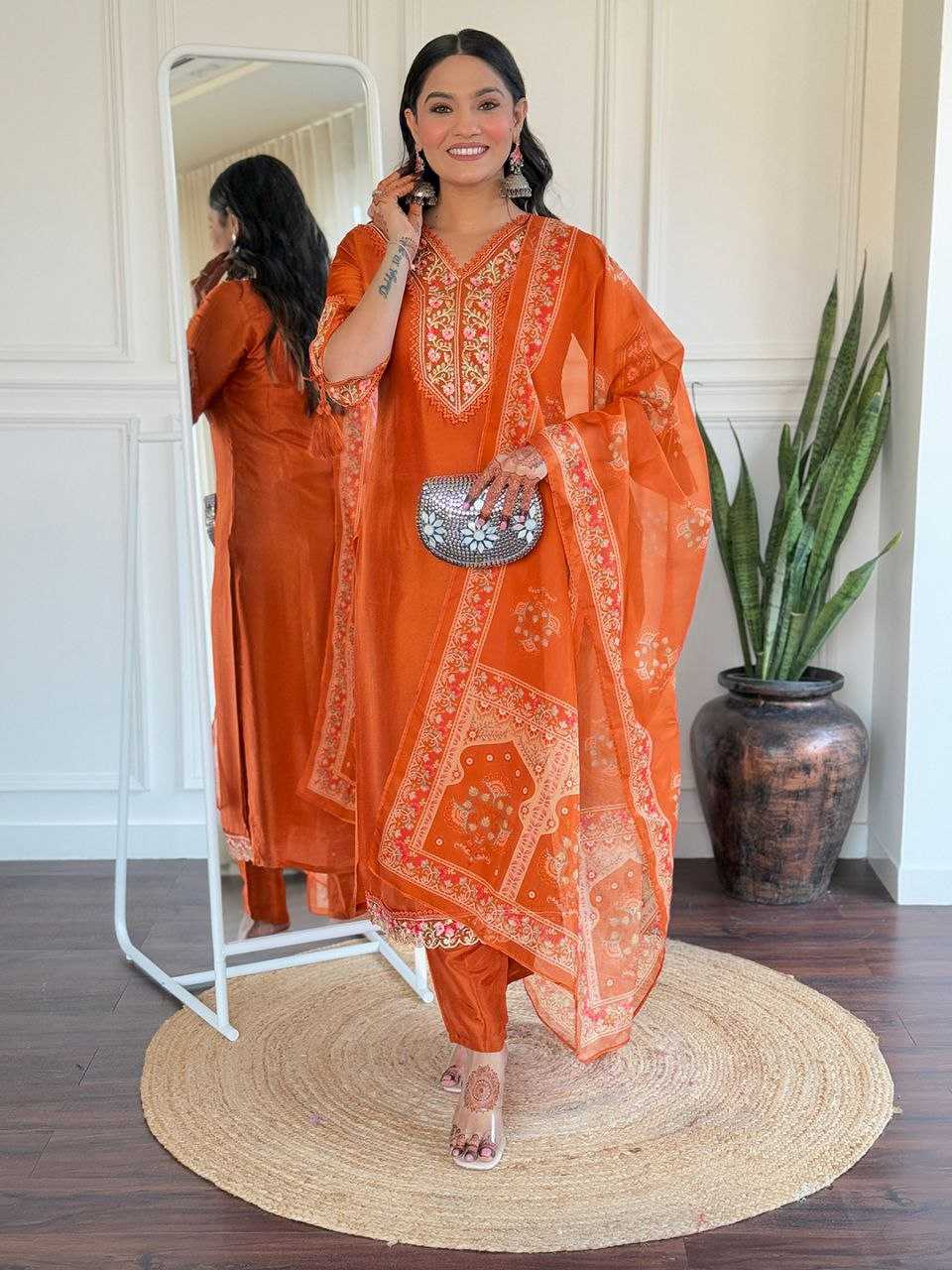 Ynf Viscose Chanderi KESH529 642 Suits & Dresses Wedding Collections Festive Collections Wholesale Embroidery Suits Chanderi Suit Wedding guest dresses Manufacturer