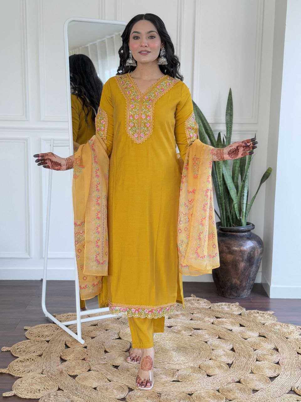 Ynf Viscose Chanderi KESH529 642 Suits & Dresses Wedding Collections Festive Collections Wholesale Embroidery Suits Chanderi Suit Wedding guest dresses Manufacturer