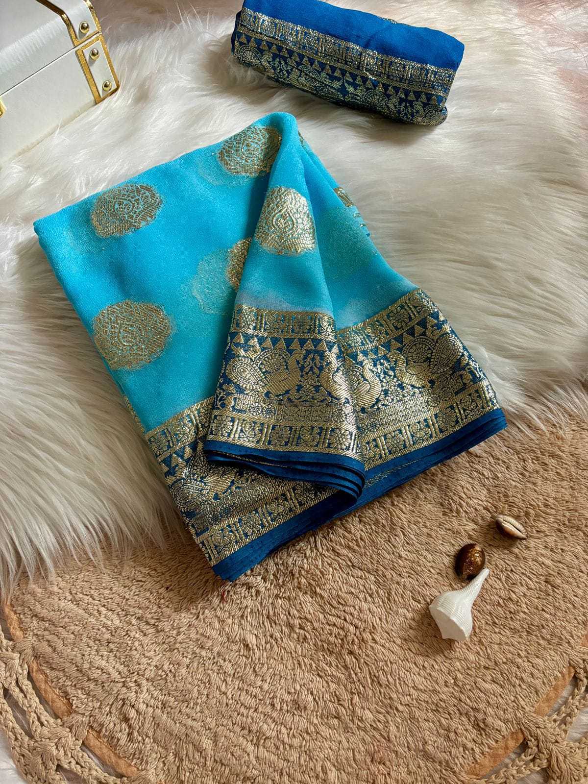 Ynf Viscose RIN178 ZUVERIYA Sarees Wholesale Georgette Sarees Zari Border Sarees Viscose Saree Manufacturer