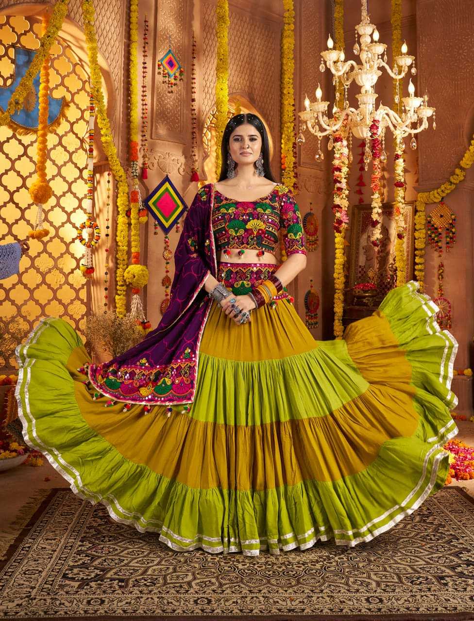 Ynf Viscose RIN202 11021 Lehengas Western Wears Festive Collections Wholesale Designer Lehenga Choli Mirror Work Lehenga Navratri Chaniya Choli Manufacturer