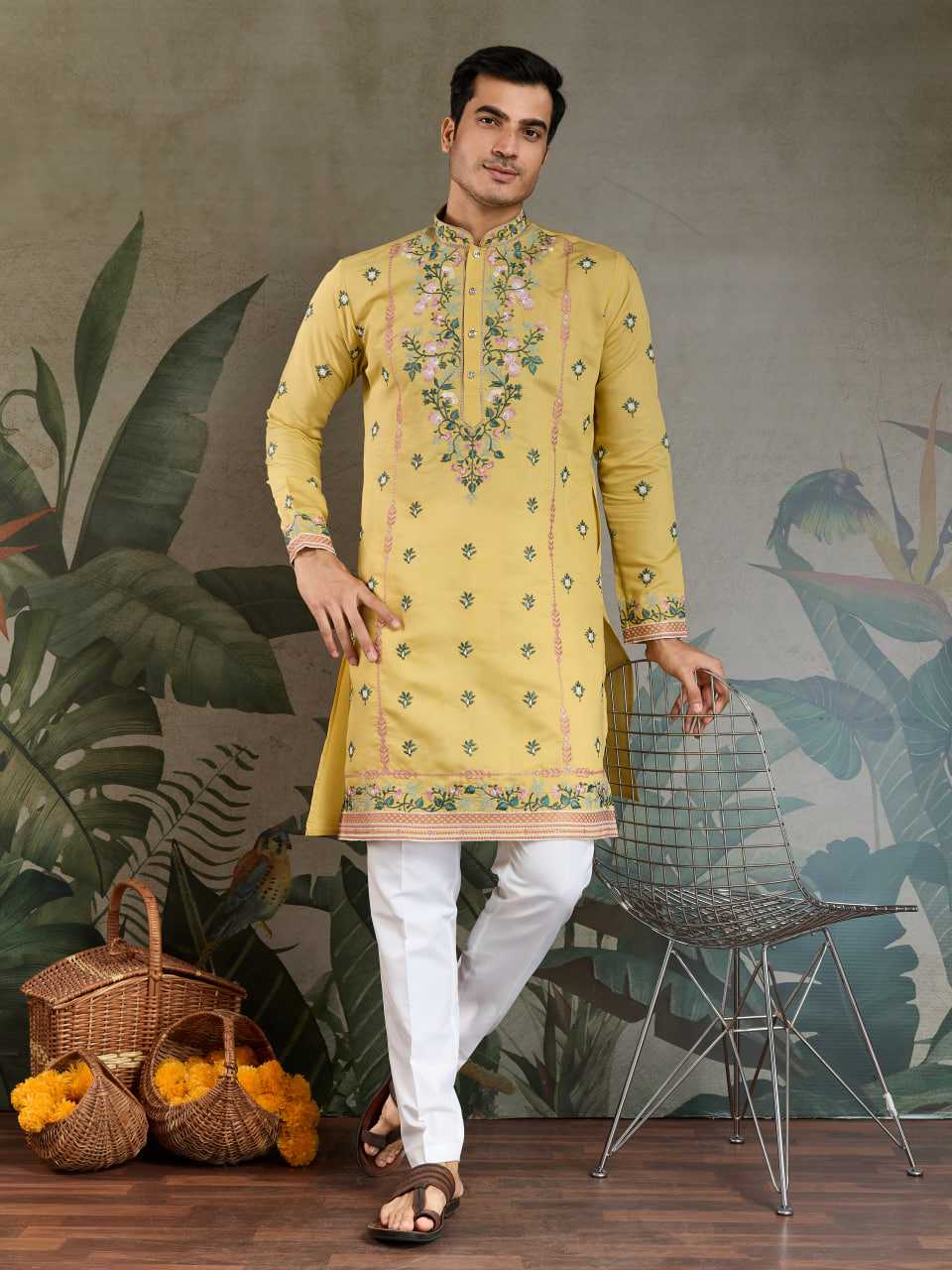 Ynf Viscose RIN202 61351 Mens Wear Wedding Collections Festive Collections Wholesale Casual Wear Embroidered Kurta Pajama Diwali Collections Manufacturer