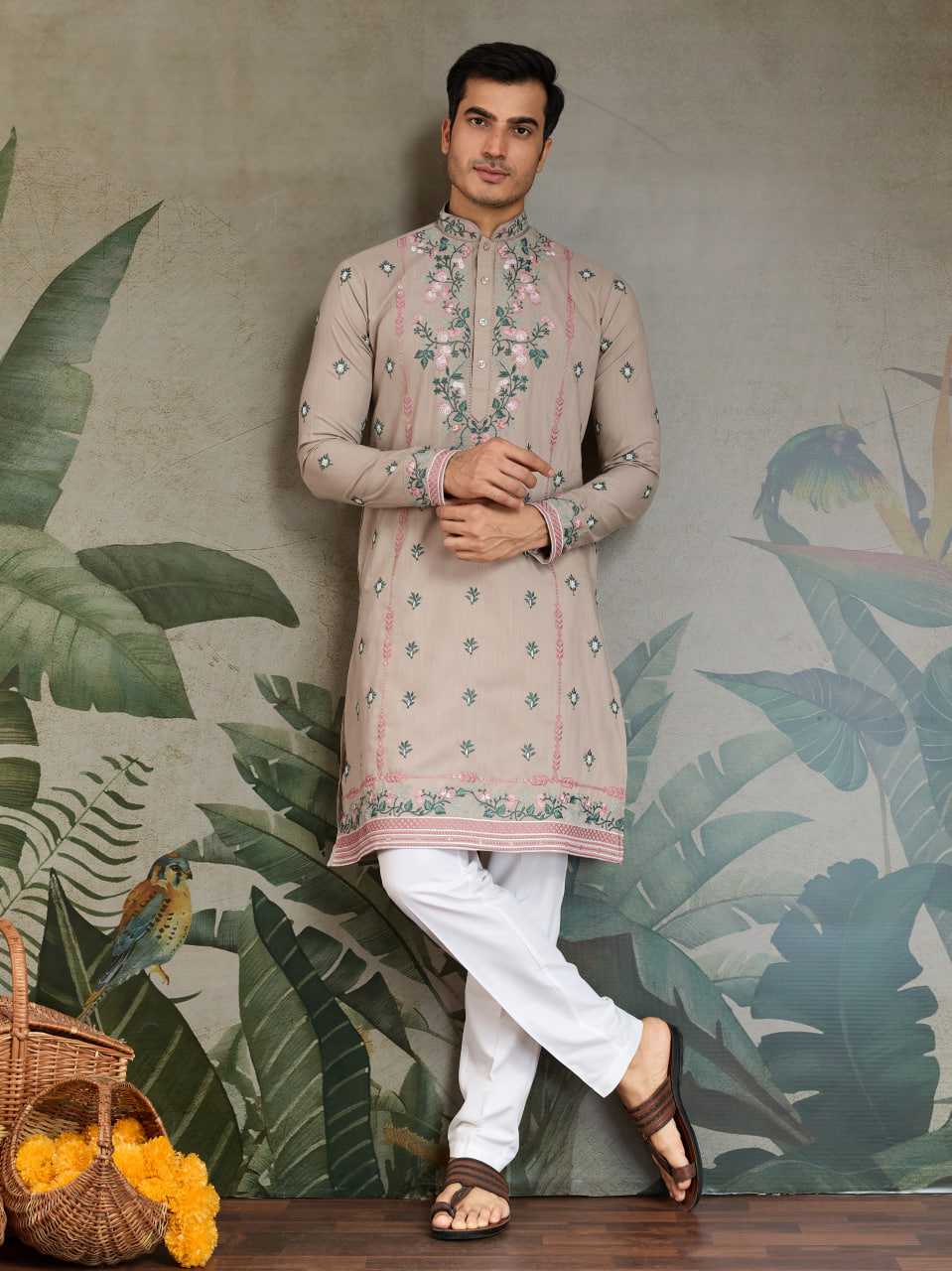 Ynf Viscose RIN202 61351 Mens Wear Wedding Collections Festive Collections Wholesale Casual Wear Embroidered Kurta Pajama Diwali Collections Manufacturer
