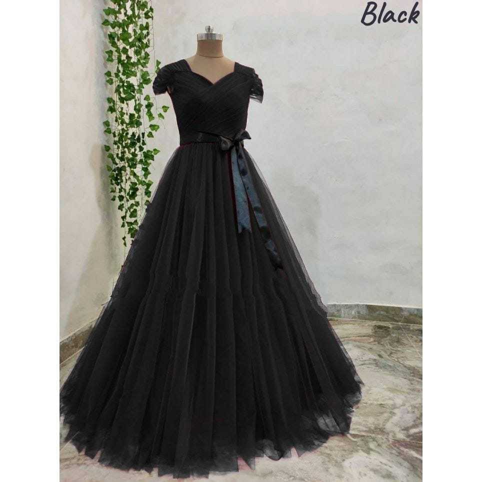 Ynf Net RIN157 2204 Gowns Plus Size Collections Wholesale Net Gowns Designer Gowns Gown With Belt Manufacturer
