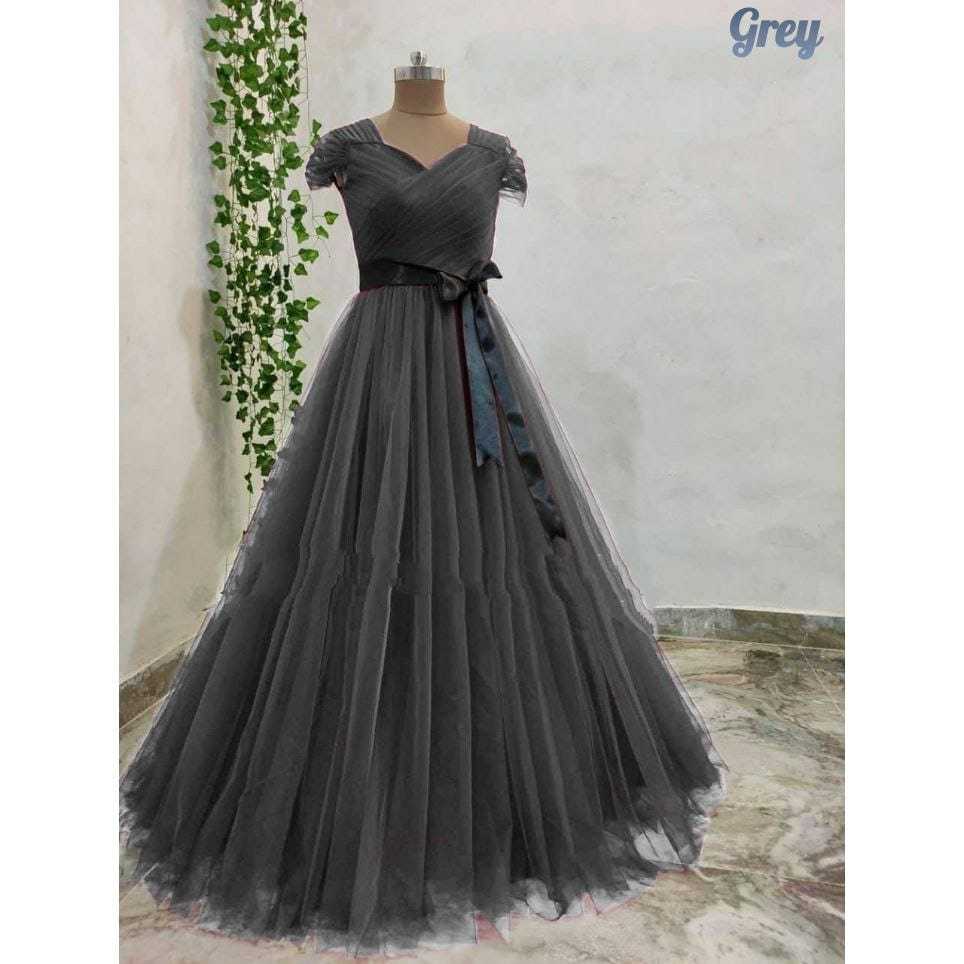 Ynf Net RIN157 2204 Gowns Plus Size Collections Wholesale Net Gowns Designer Gowns Gown With Belt Manufacturer