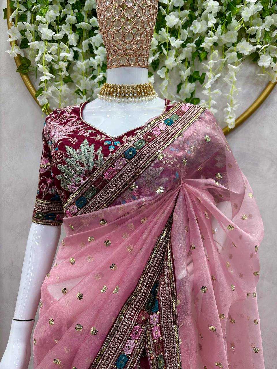 YNF ORGANZA SILK RIN133 481 WHOLESALE SAREES MANUFACTURER