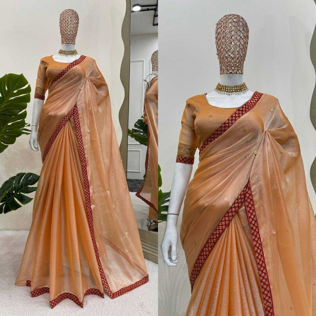 YNF BURBERRY SILK RIN133 501 SAREES WHOLESALE PARTY WEAR FANCY SEQUENCE RAKHI SAREE MANUFACTURER 