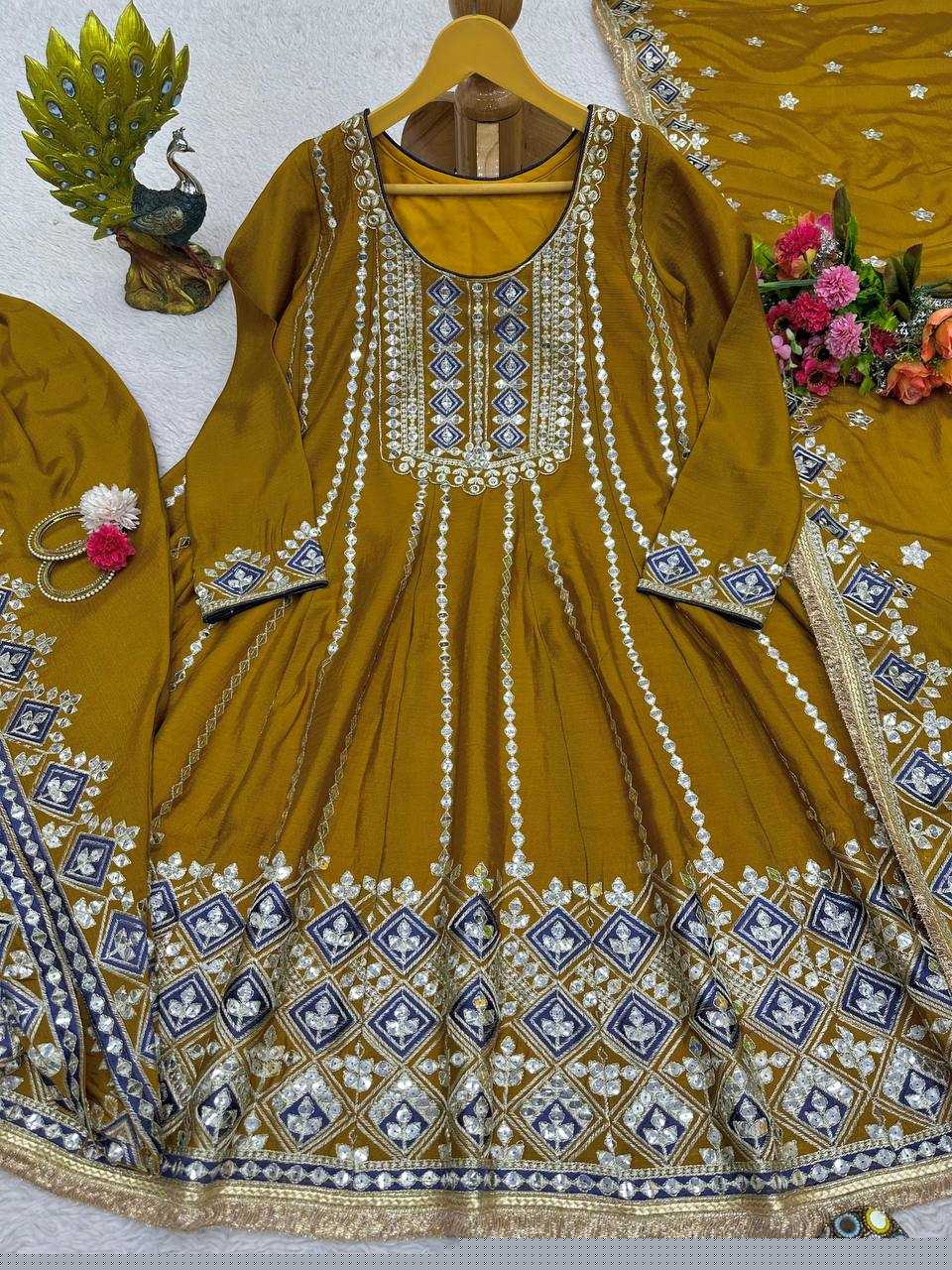 YNF CHINON SILK RIN133 1465 SUIT WHOLESALE LADIES EMBROIDERY PATIALA SUIT MANUFACTURER