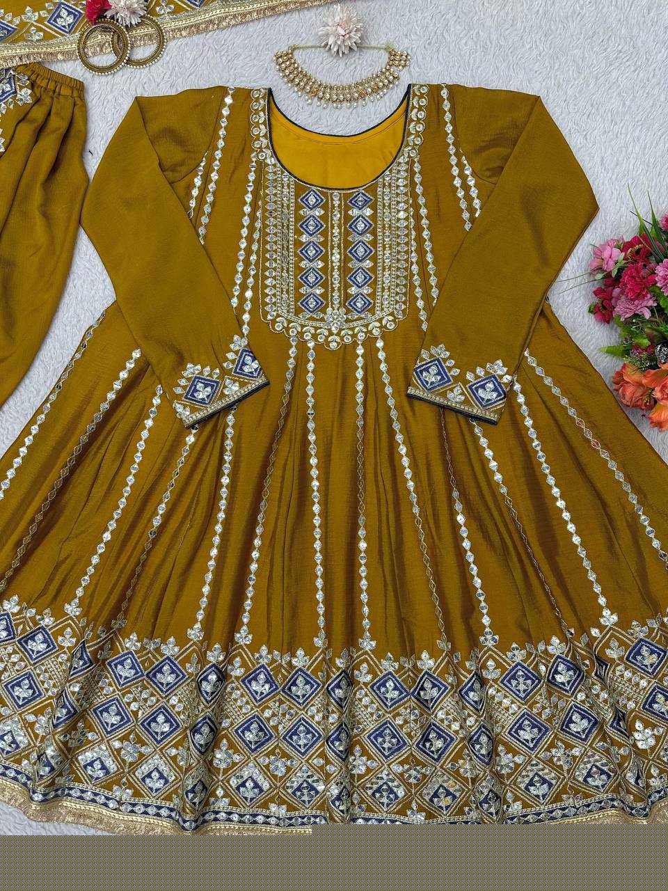 YNF CHINON SILK RIN133 1465 SUIT WHOLESALE LADIES EMBROIDERY PATIALA SUIT MANUFACTURER