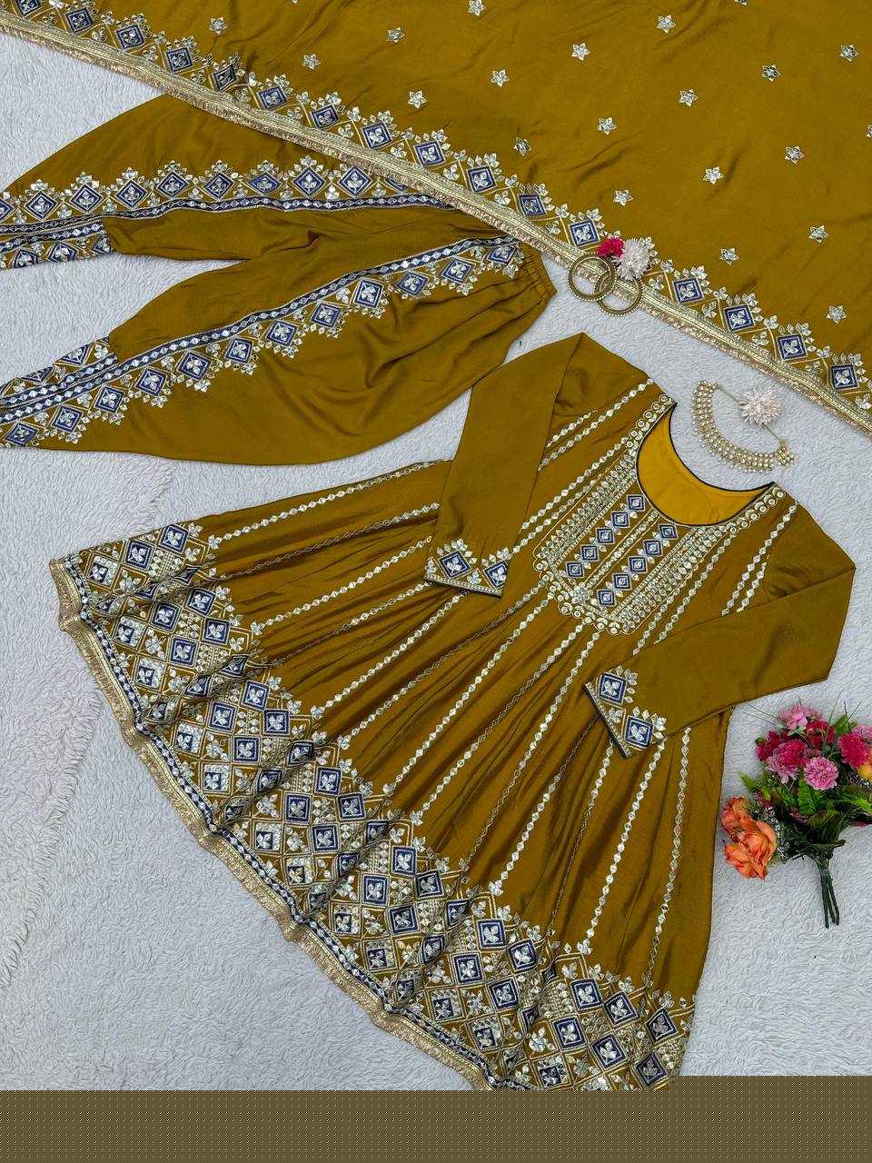 YNF CHINON SILK RIN133 1465 SUIT WHOLESALE LADIES EMBROIDERY PATIALA SUIT MANUFACTURER