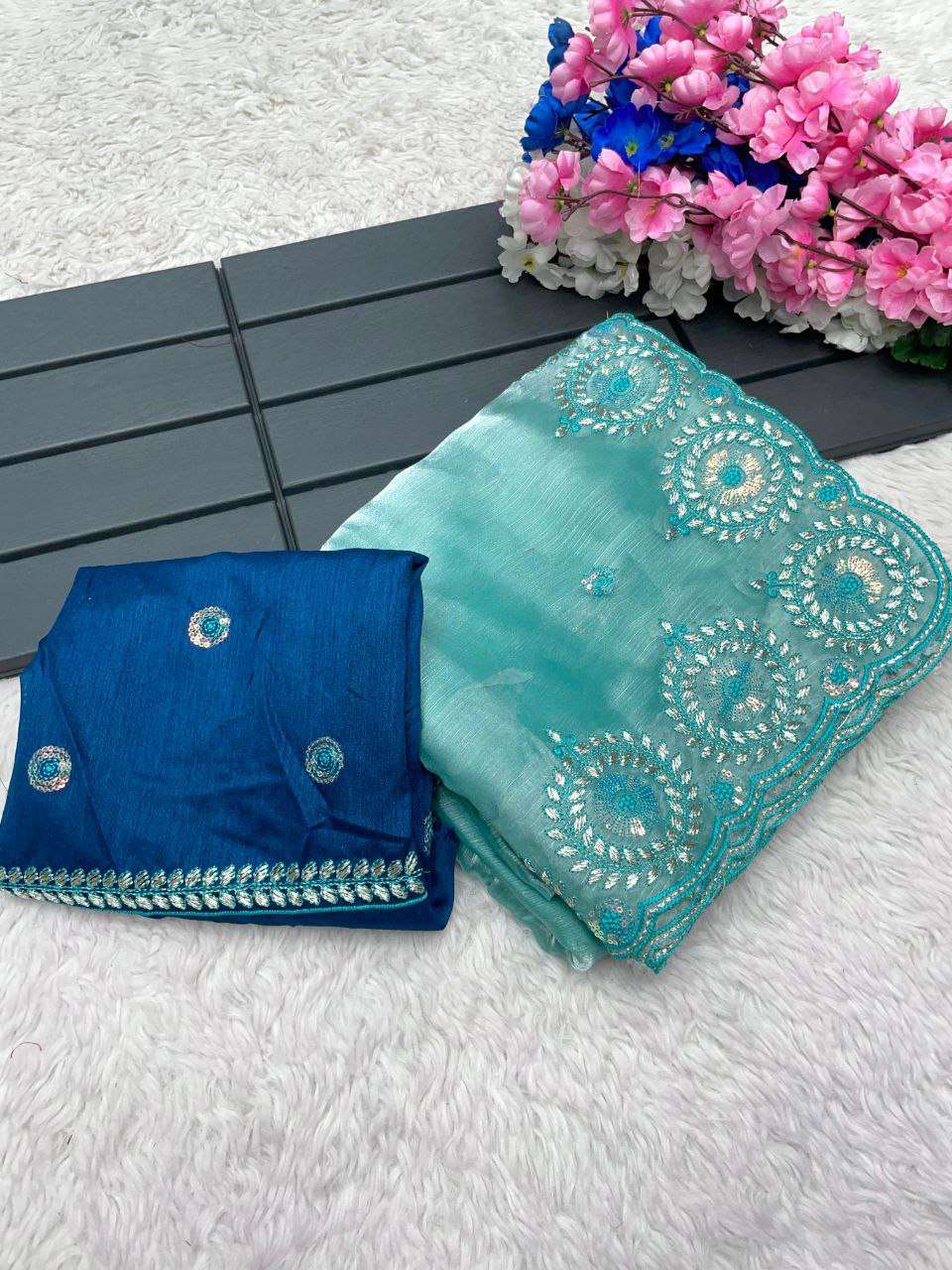 YNF JIMMY CHOO RMP 392 SAREES WHOLESALE JIMMY CHOO SEQUENCE EMBROIDERED SAREES EMANUFACTURER