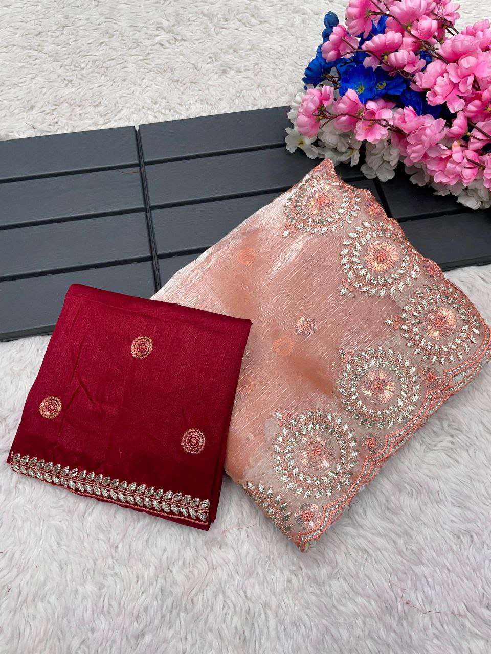 YNF JIMMY CHOO RMP 392 SAREES WHOLESALE JIMMY CHOO SEQUENCE EMBROIDERED SAREES EMANUFACTURER
