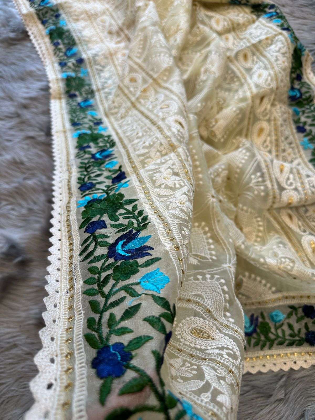 YNF ORGANZA MPL 14 SAREES WHOLESALE ORGANZA CHIKAN SAREES MANUFACTURER