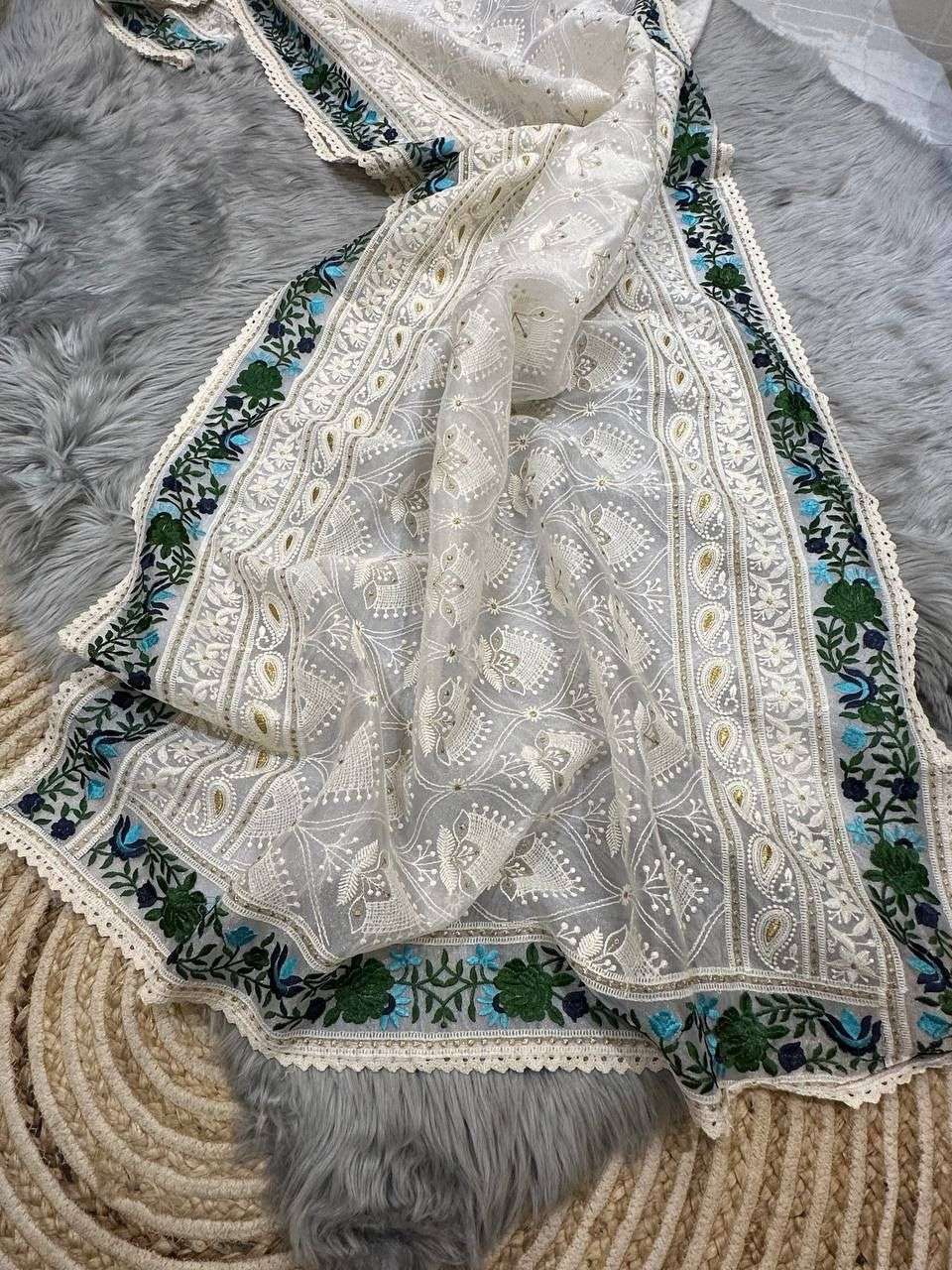 YNF ORGANZA MPL 14 SAREES WHOLESALE ORGANZA CHIKAN SAREES MANUFACTURER