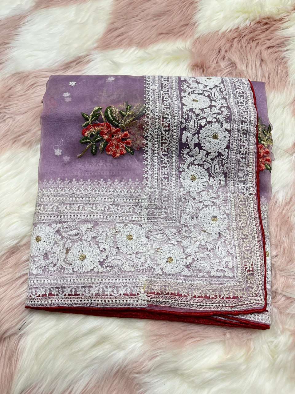 YNF ORGANZA SILK MPL 19 SAREES WHOLESALE ORGANZA FANCY CHIKAN SAREES EMANUFACTURER