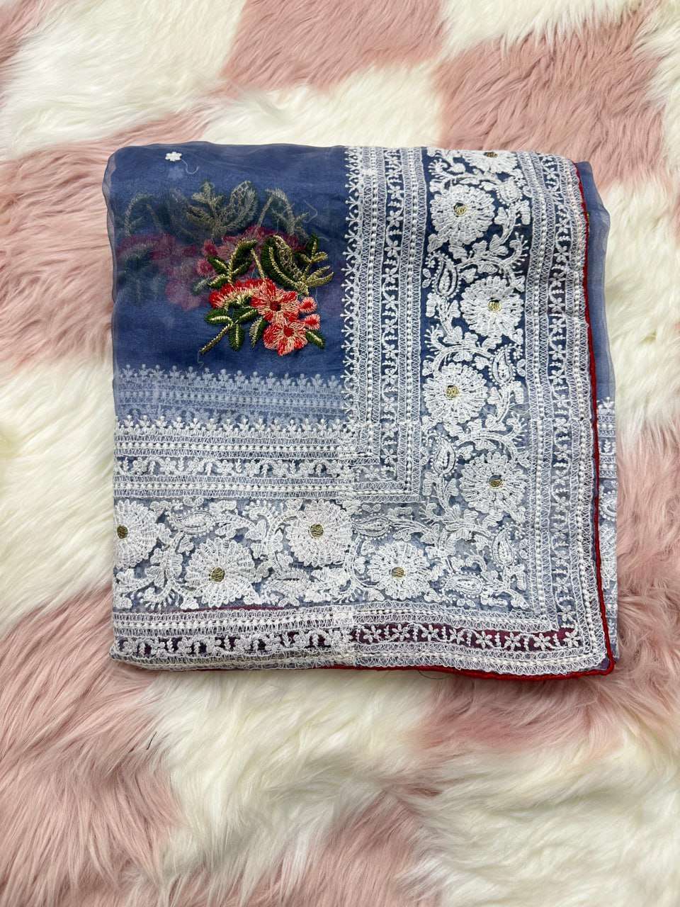 YNF ORGANZA SILK MPL 19 SAREES WHOLESALE ORGANZA FANCY CHIKAN SAREES EMANUFACTURER