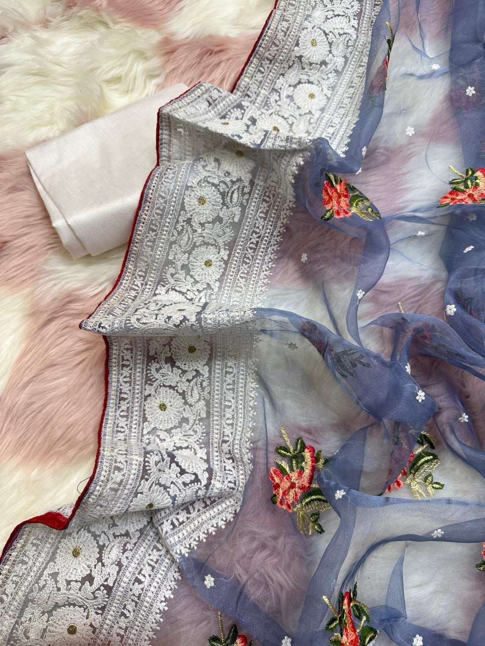 YNF ORGANZA SILK MPL 19 SAREES WHOLESALE ORGANZA FANCY CHIKAN SAREES EMANUFACTURER
