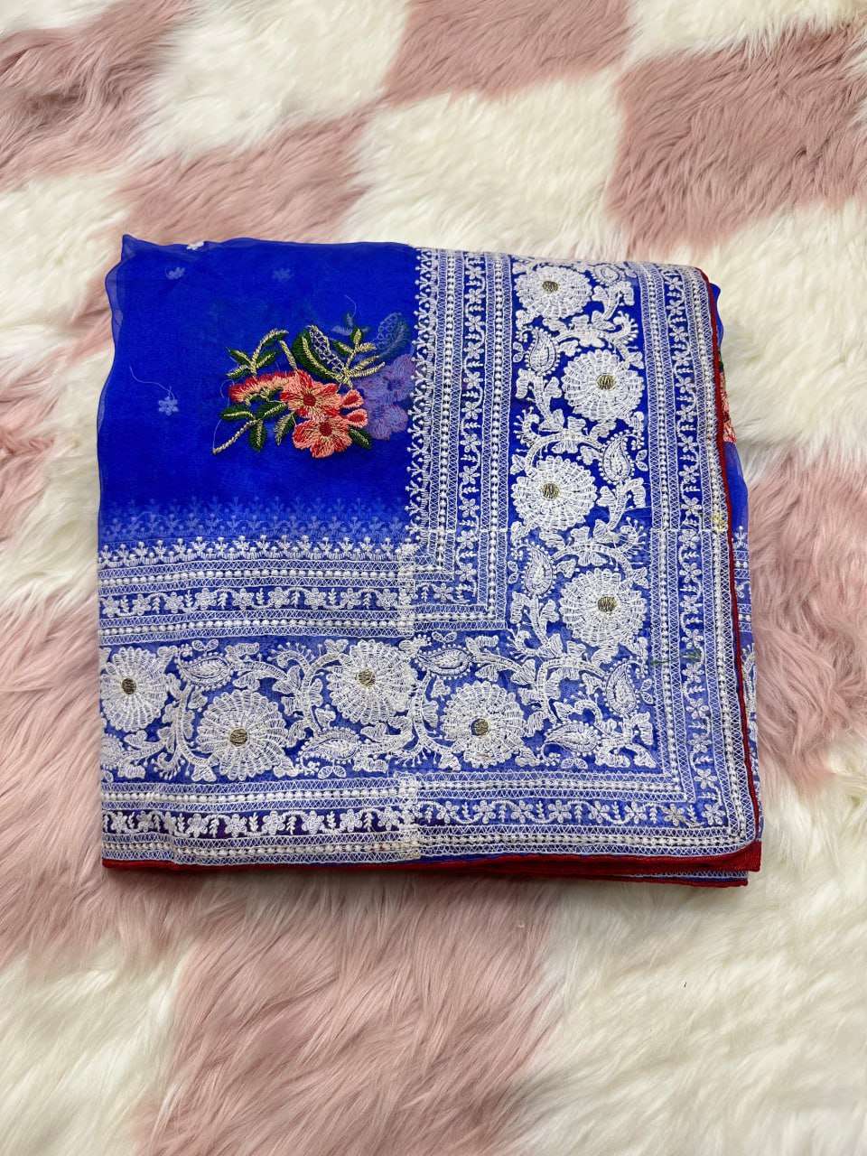 YNF ORGANZA SILK MPL 19 SAREES WHOLESALE ORGANZA FANCY CHIKAN SAREES EMANUFACTURER