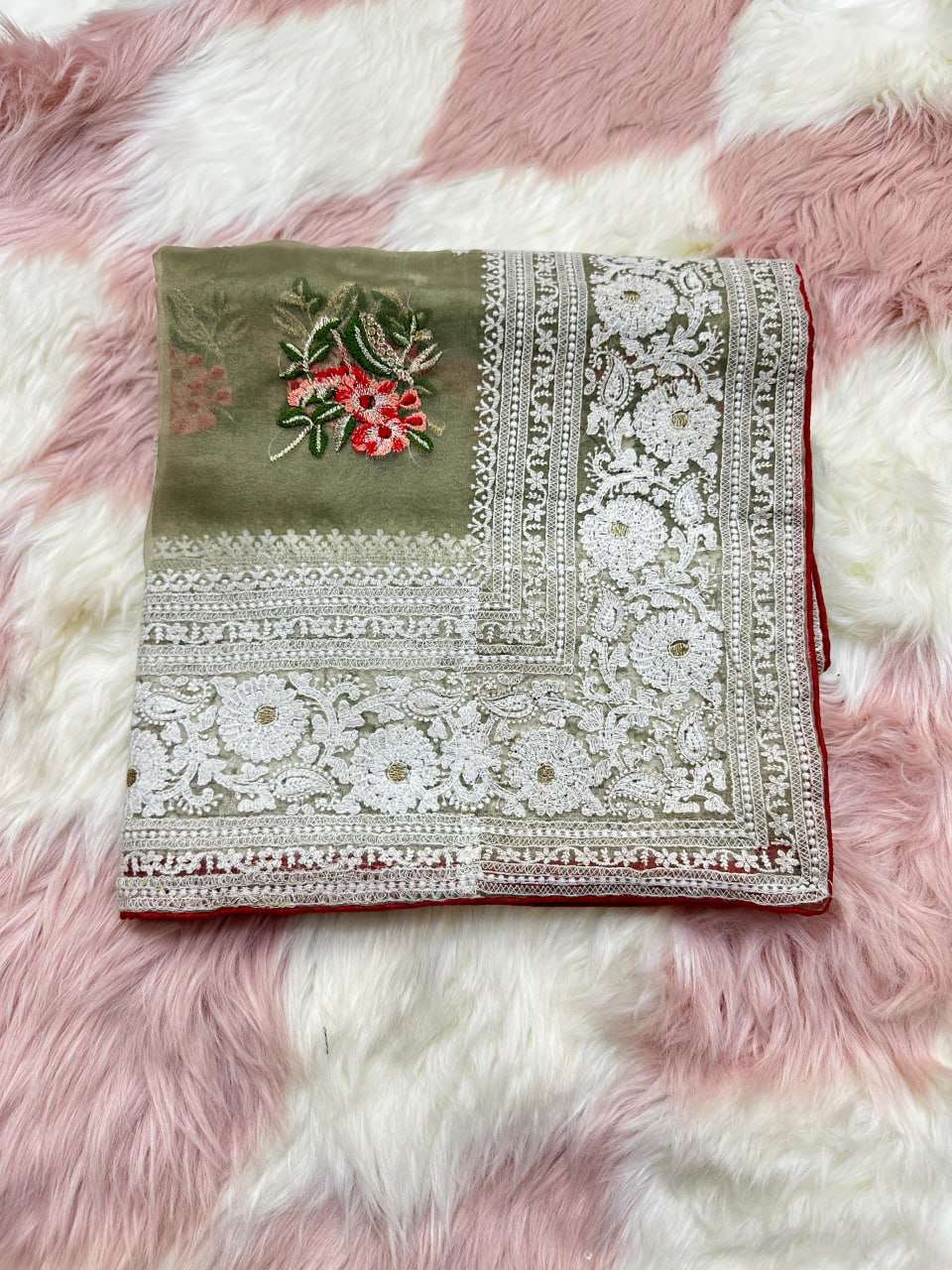 YNF ORGANZA SILK MPL 19 SAREES WHOLESALE ORGANZA FANCY CHIKAN SAREES EMANUFACTURER