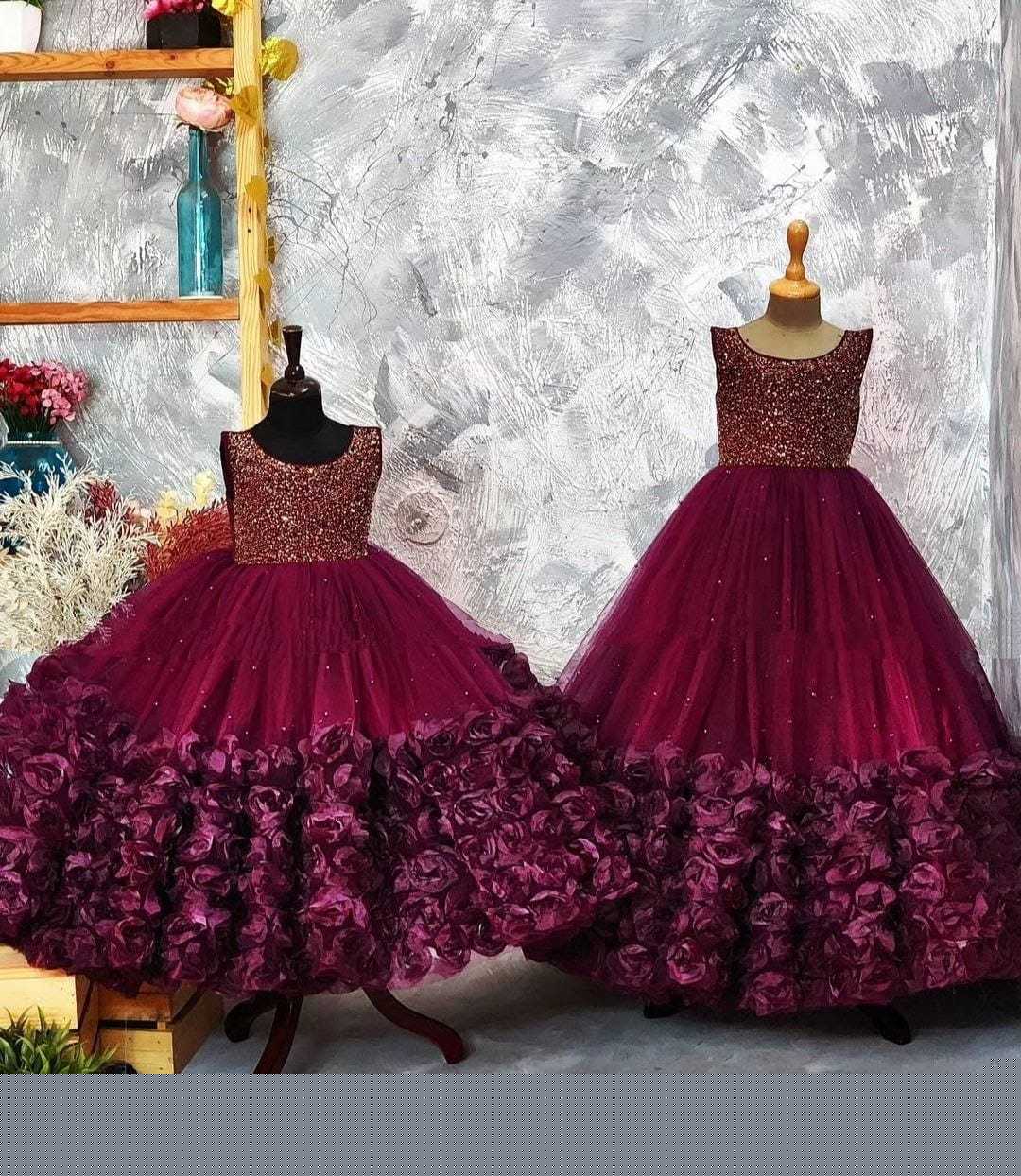 YNF SOFT NET PRI 065 GOWNS WHOLESALE MOTHER & DAUGHTER COMBO MANUFACTURER