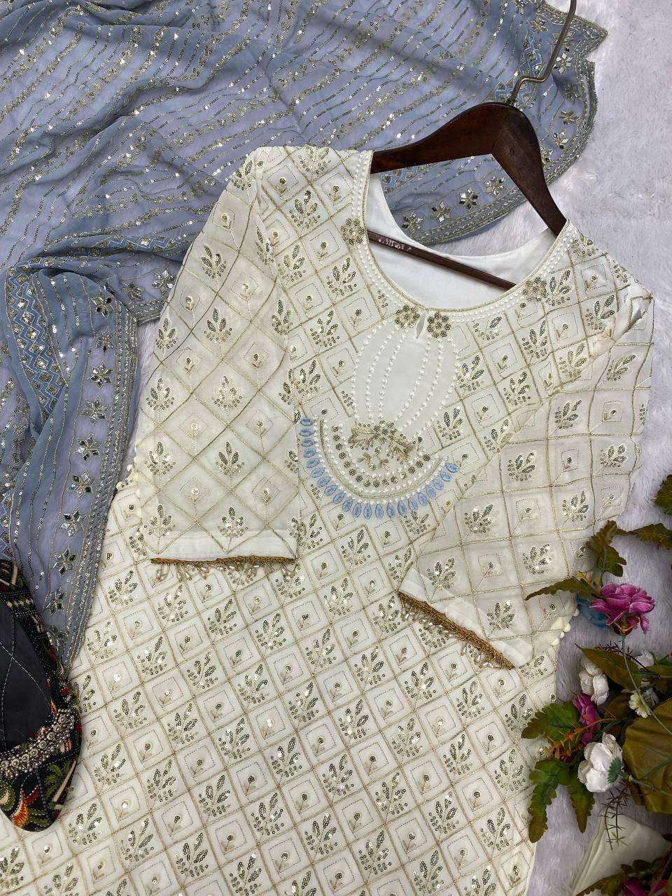 Ynf Faux Georgette RIN141 1816 Suits & Dresses Wholesale Embroidery Suits Georgette Suit Ladies Silk Suit Manufacturer