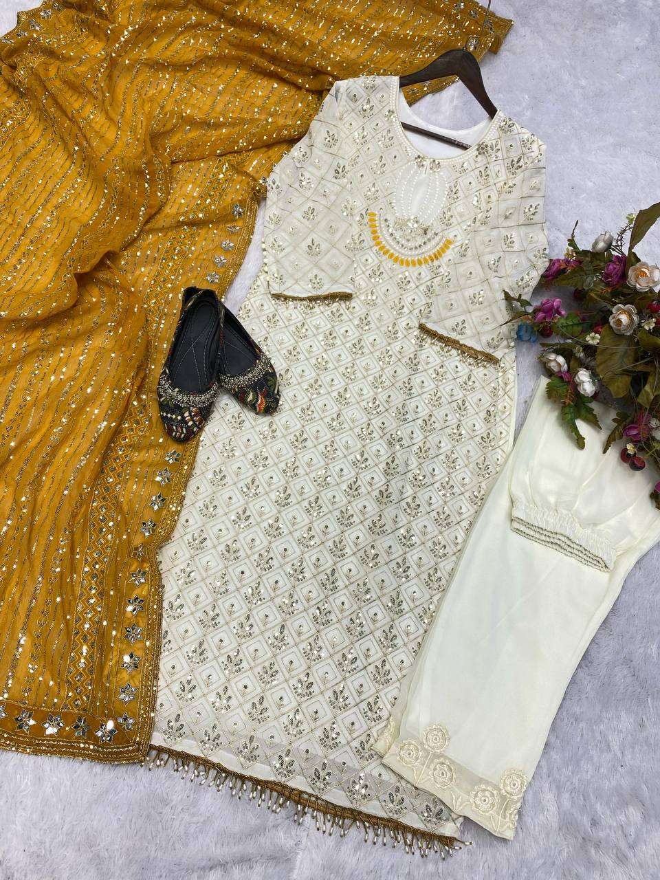 Ynf Faux Georgette RIN141 1816 Suits & Dresses Wholesale Embroidery Suits Georgette Suit Ladies Silk Suit Manufacturer