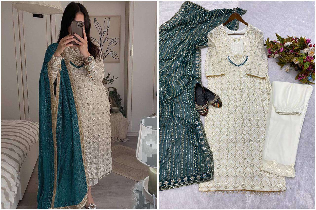 Ynf Faux Georgette RIN141 1816 Suits & Dresses Wholesale Embroidery Suits Georgette Suit Ladies Silk Suit Manufacturer