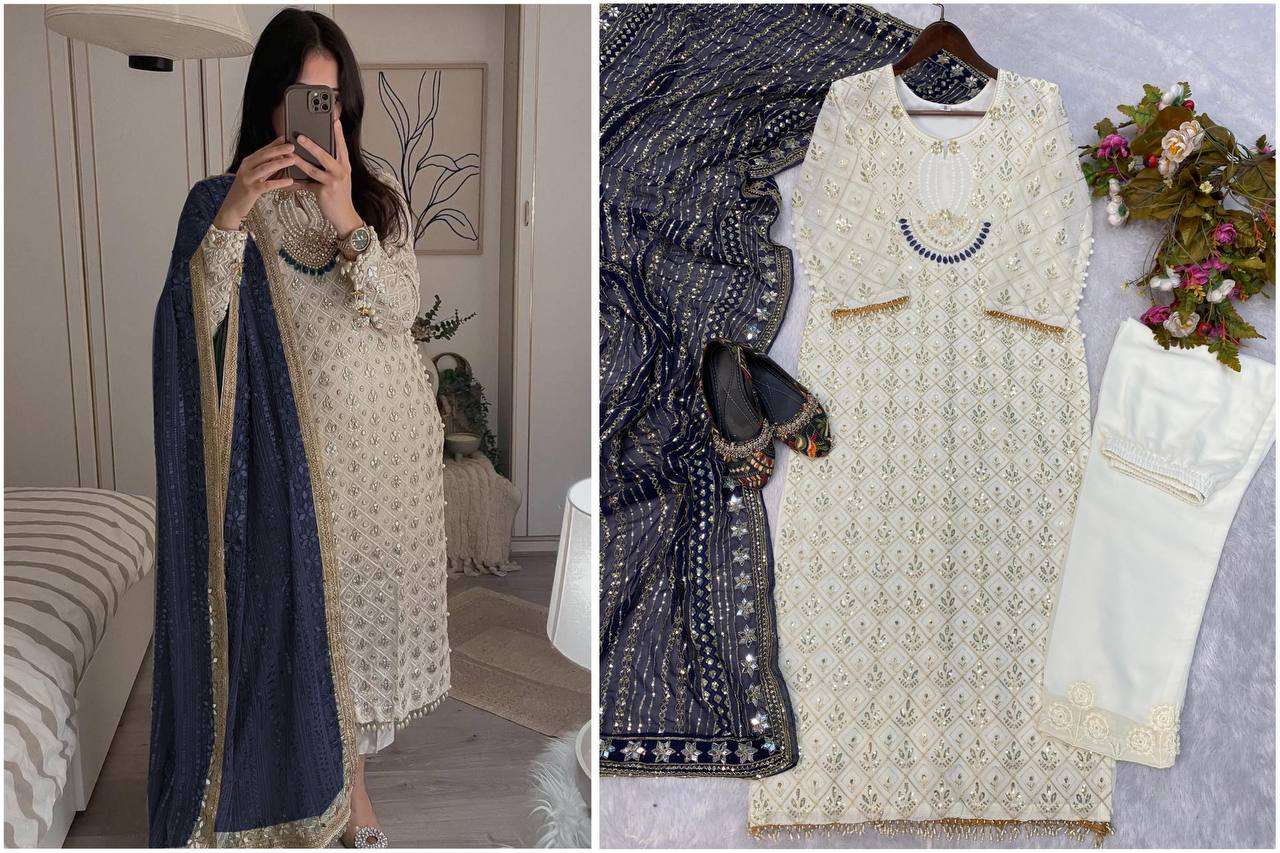 Ynf Faux Georgette RIN141 1816 Suits & Dresses Wholesale Embroidery Suits Georgette Suit Ladies Silk Suit Manufacturer