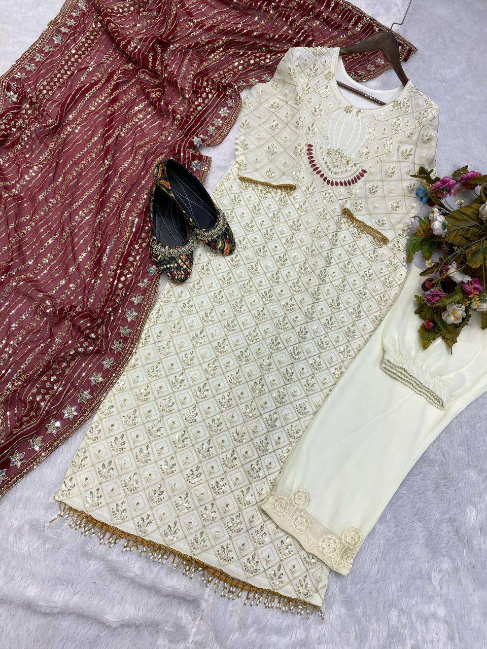 Ynf Faux Georgette RIN141 1816 Suits & Dresses Wholesale Embroidery Suits Georgette Suit Ladies Silk Suit Manufacturer