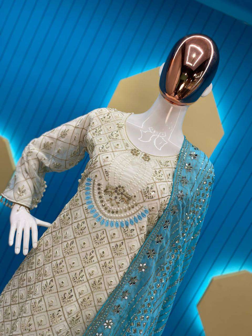 Ynf Faux Georgette RIN141 1816 Suits & Dresses Wholesale Embroidery Suits Georgette Suit Ladies Silk Suit Manufacturer