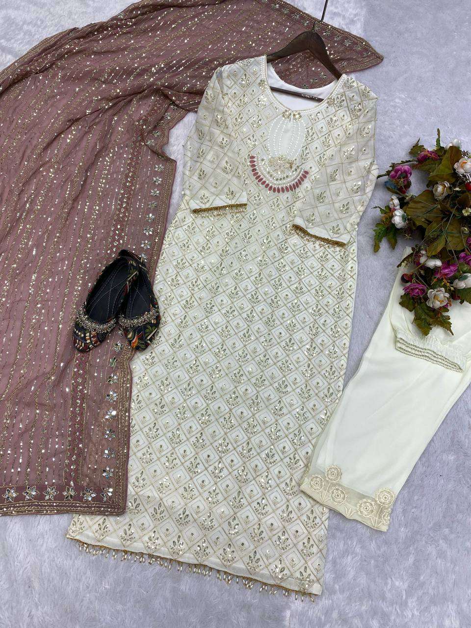 Ynf Faux Georgette RIN141 1816 Suits & Dresses Wholesale Embroidery Suits Georgette Suit Ladies Silk Suit Manufacturer