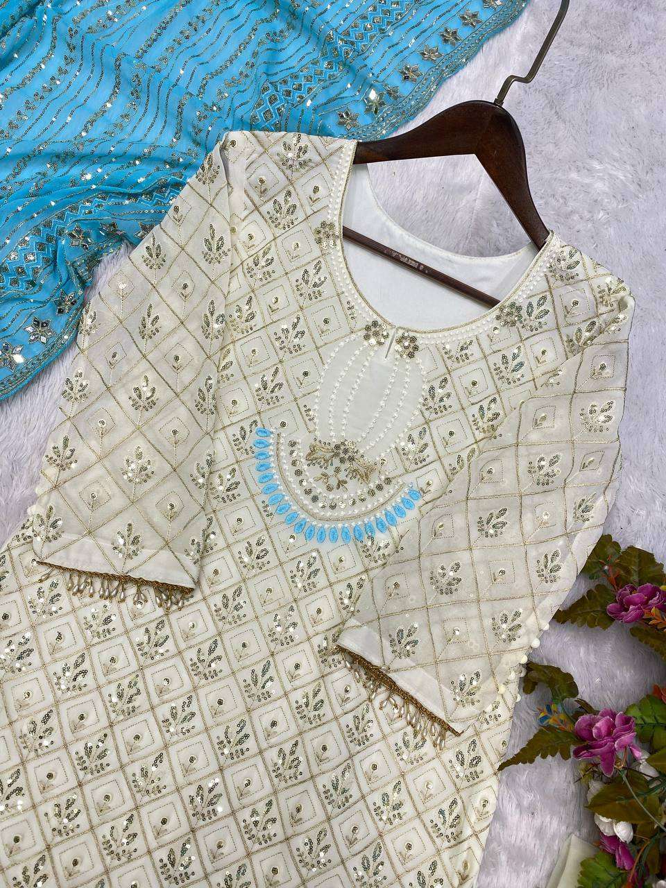 Ynf Faux Georgette RIN141 1816 Suits & Dresses Wholesale Embroidery Suits Georgette Suit Ladies Silk Suit Manufacturer