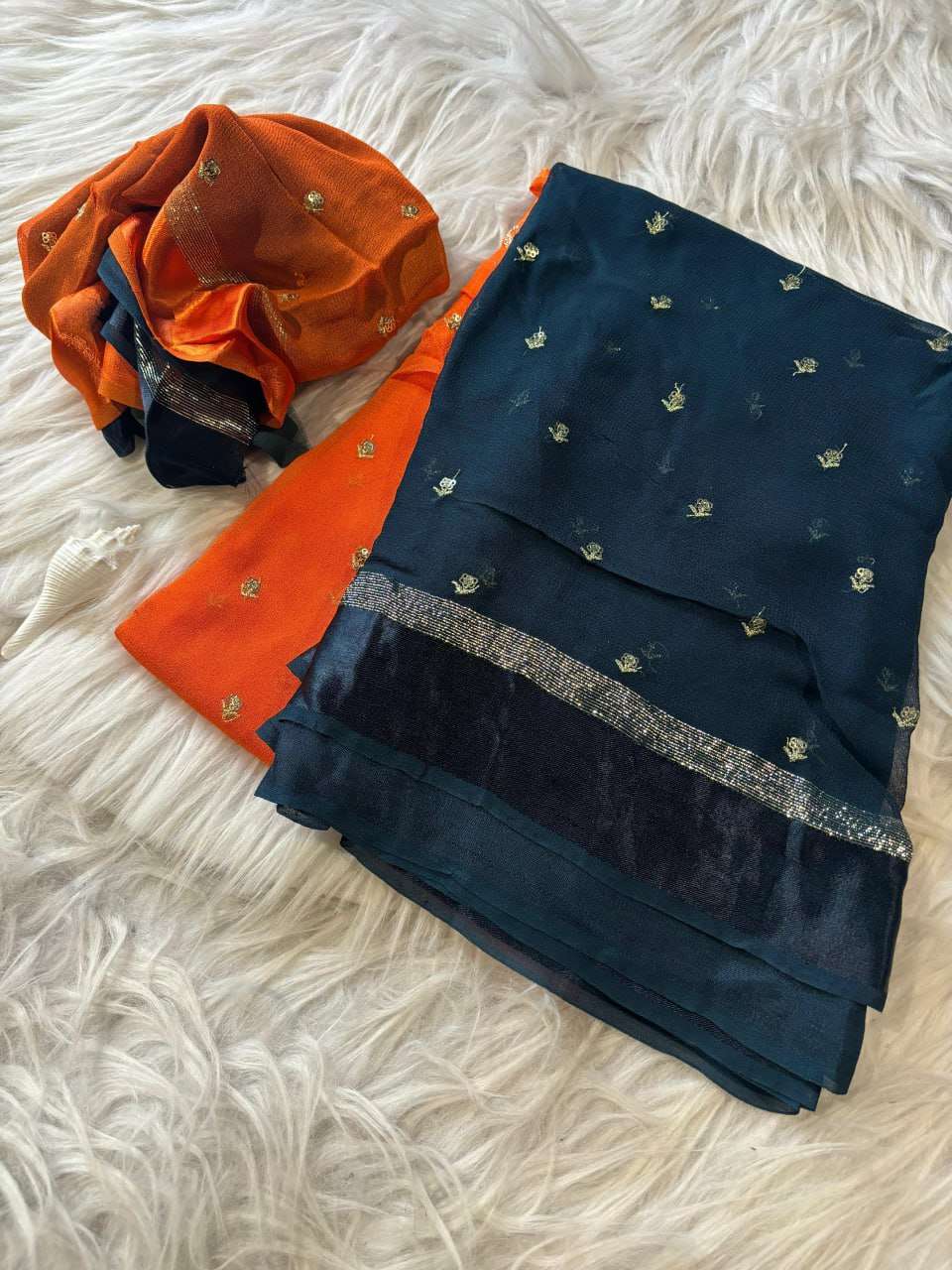 YNF GEORGETTE RIN105 FLOWER BUTTI SAREES WHOLESALE GEORGETTE HALF ZARI BORDER SAREES MANUFACTURER