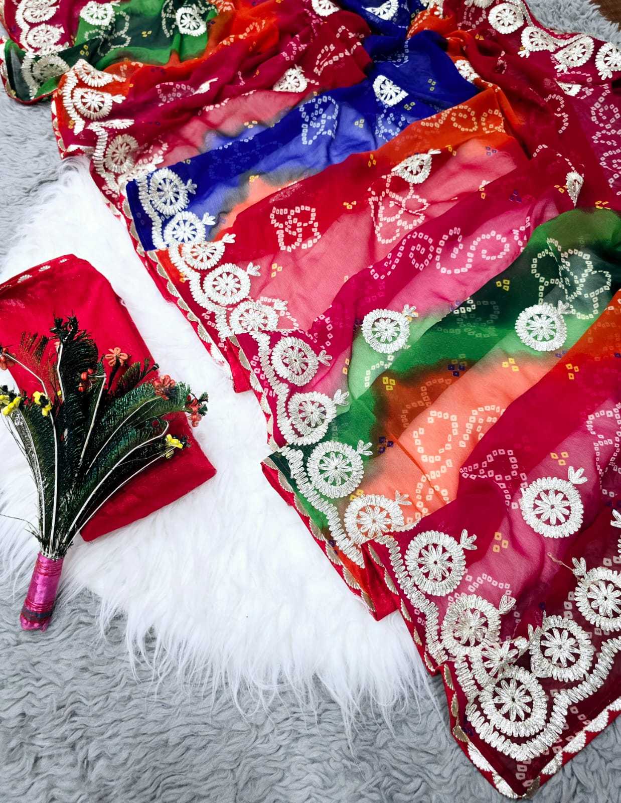YNF GEORGETTE RJK 48 SAREES WHOLESALE GEORGETTE GOTA PATTI RAJASTHANI SAREES MANUFACTURER