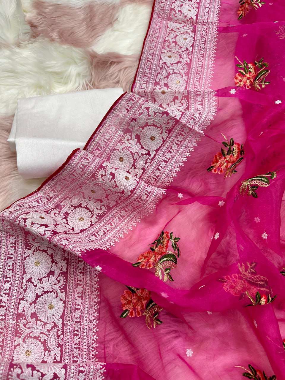 YNF ORGANZA SILK MPL PATRALEKHA SAREES WHOLESALE ORGANZA CHIKAN VISCOSE SAREES MANUFACTURER
