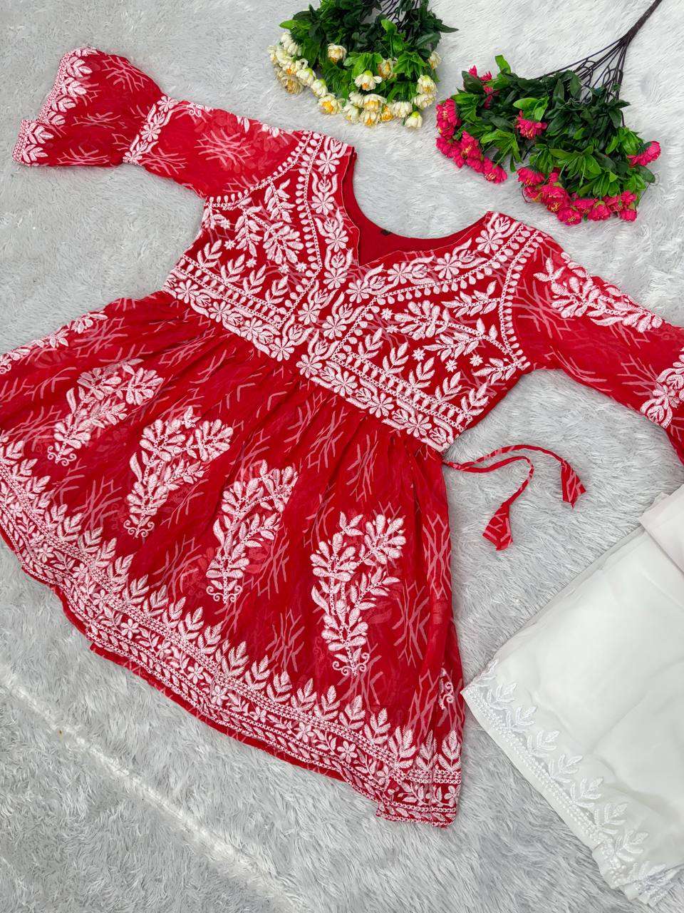 YNF GEORGETTE KESH139 1638 KURTIS WHOLESALE SHORT PRINTED FANCY GEORGETTE EMBROIDERED KURTI WITH BOTTOM MANUFACTURER