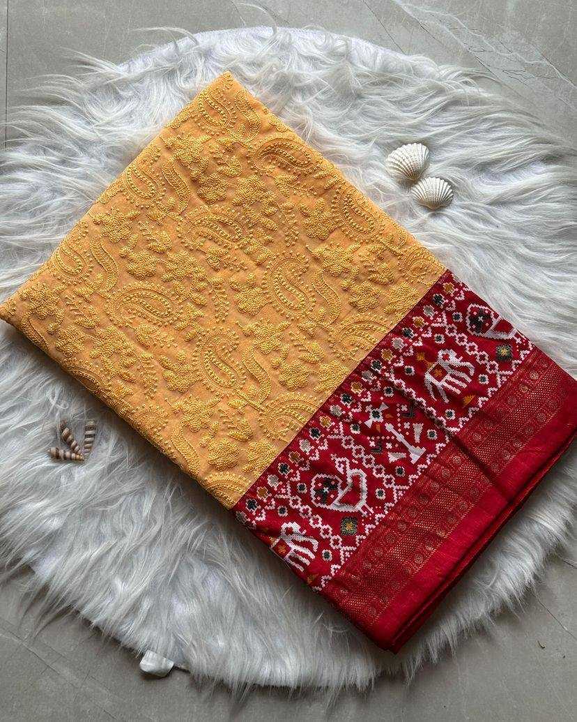 YNF GEORGETTE KESH169 1261 SAREES WHOLESALE PRINTED GEORGETTE WORK EMBROIDERED CHIKAN SAREES MANUFACTURER