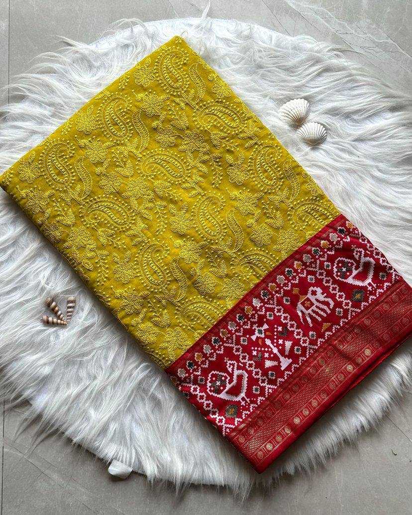 YNF GEORGETTE KESH169 1261 SAREES WHOLESALE PRINTED GEORGETTE WORK EMBROIDERED CHIKAN SAREES MANUFACTURER