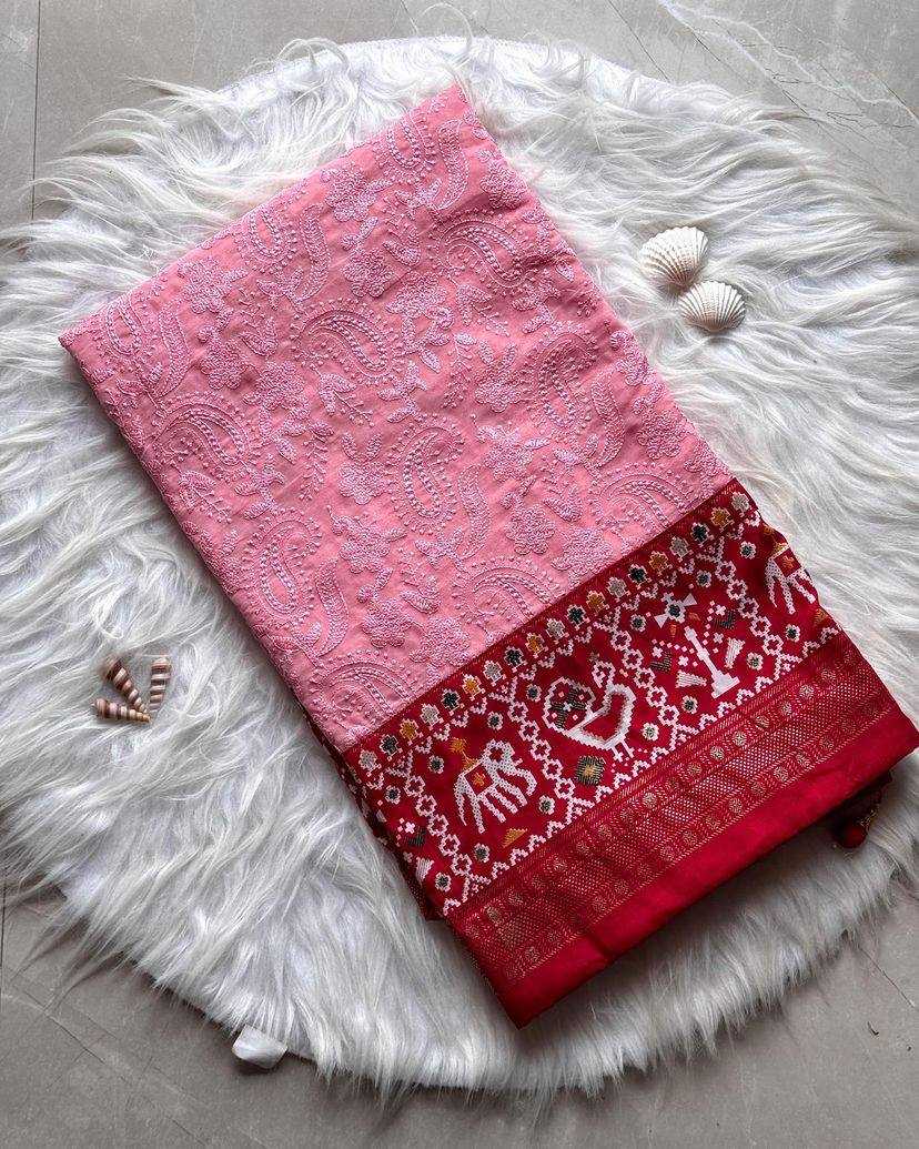 YNF GEORGETTE KESH169 1261 SAREES WHOLESALE PRINTED GEORGETTE WORK EMBROIDERED CHIKAN SAREES MANUFACTURER