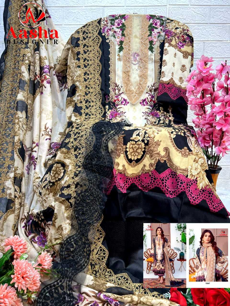 Ynf Pure Cotton RIN186 AASHA DESIGNER-1047 Suits & Dresses Islamic Clothing Festive Collections Wholesale Embroidery Suits Cotton Suits Eid Collections Manufacturer