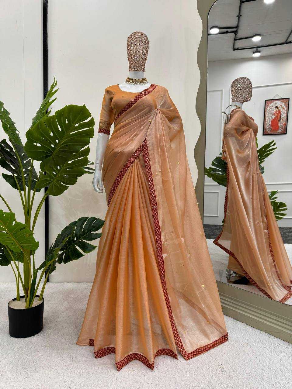 YNF BURBERRY SILK RIN133 501 SAREES WHOLESALE PARTY WEAR FANCY SEQUENCE RAKHI SAREE MANUFACTURER 