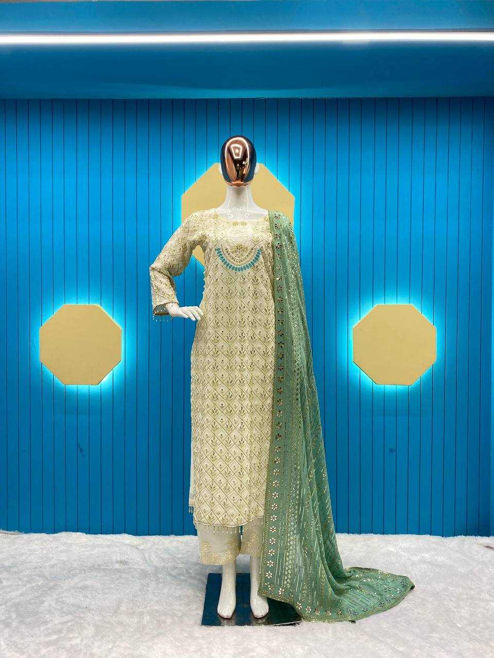 Ynf Faux Georgette RIN141 1816 Suits & Dresses Wholesale Embroidery Suits Georgette Suit Ladies Silk Suit Manufacturer