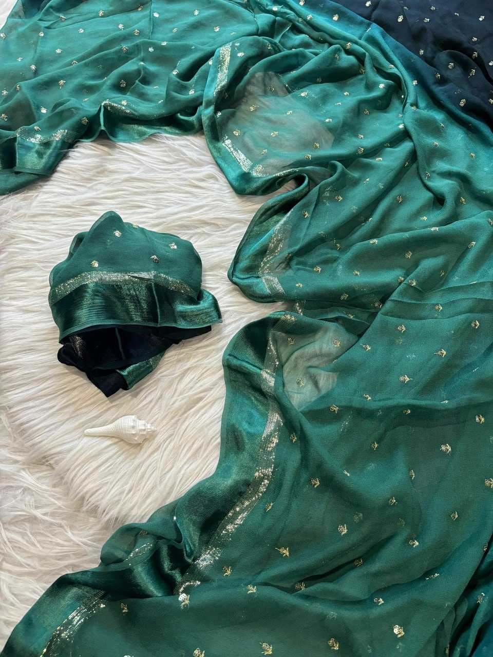 YNF GEORGETTE RIN105 FLOWER BUTTI SAREES WHOLESALE GEORGETTE HALF ZARI BORDER SAREES MANUFACTURER