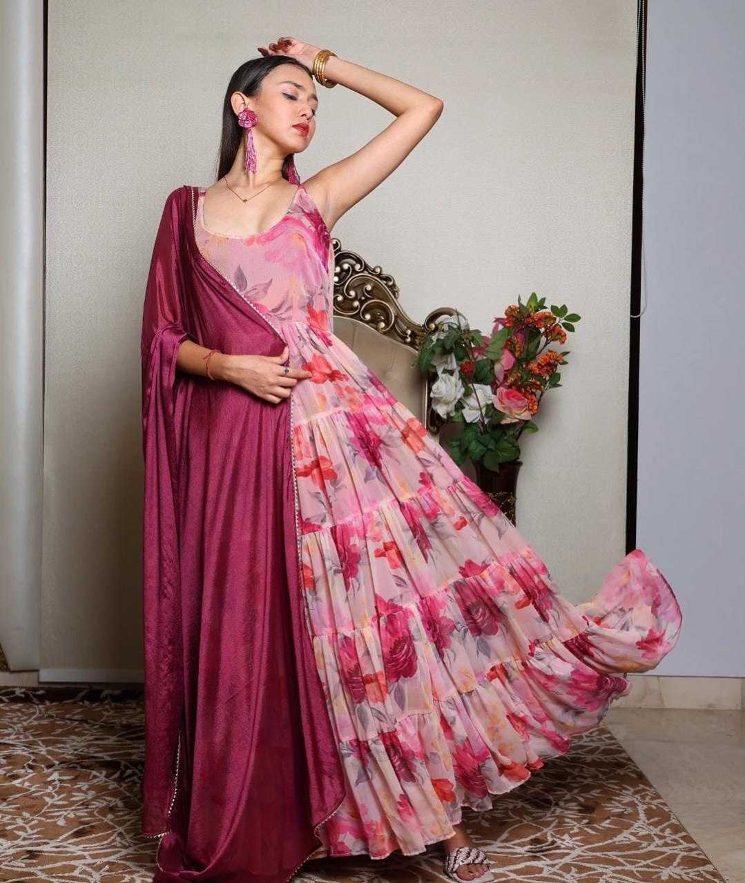 Ynf Georgette KESH154 224 Gowns Wholesale Printed Gowns Anarkali Gown Long Gowns Manufacturer