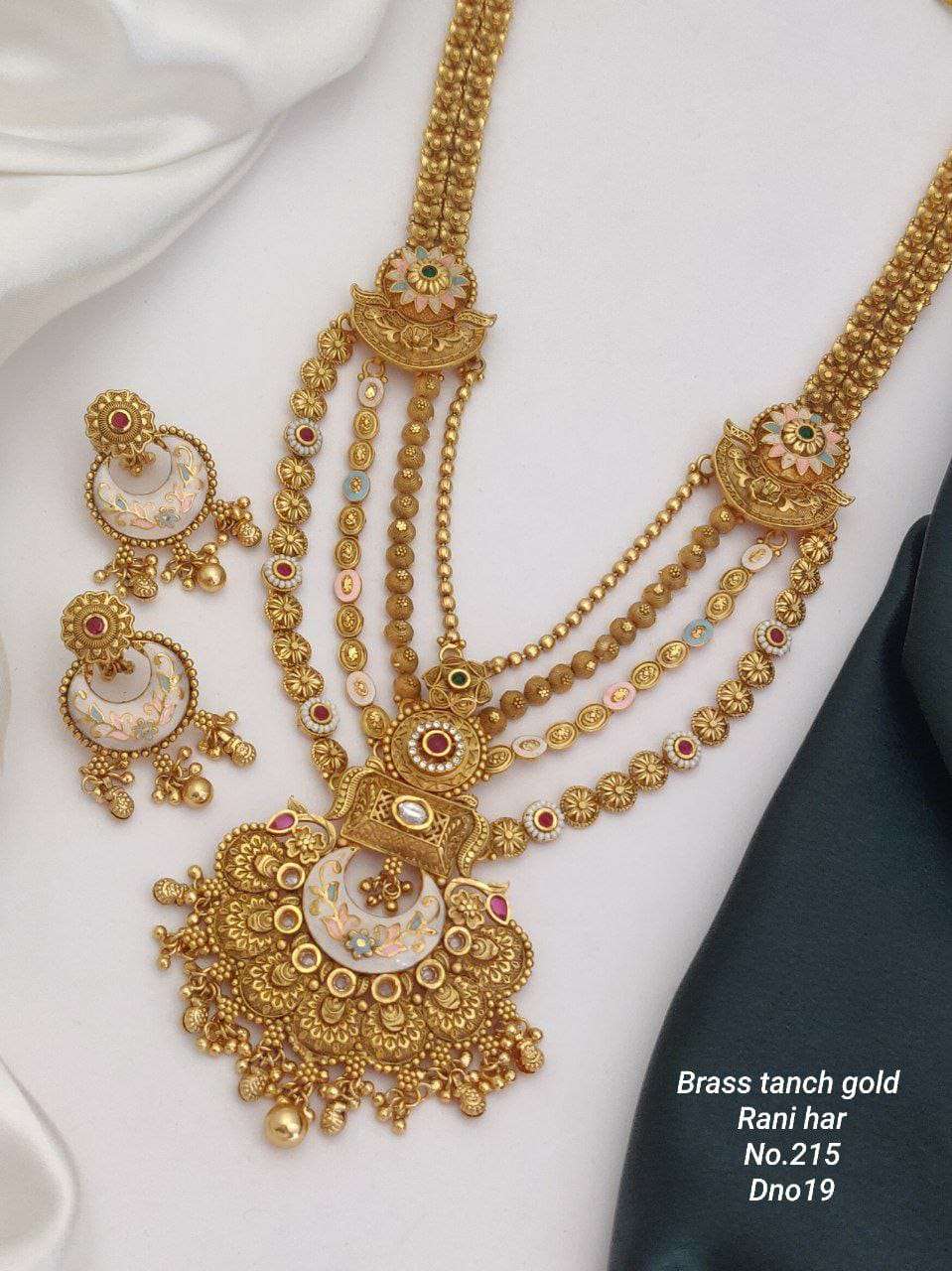 YNF BRASS KESH477 SKJ03-9 WOMENS JEWELLERY WHOLESALE GOLDEN NECKLACE SET MANUFACTURER