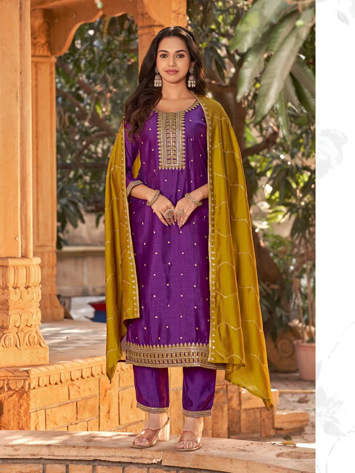 Ynf Vichitra Silk RIN190 GERMANY Setwise Collections Wholesale Pakistani Suits Catalogs Manufacturer