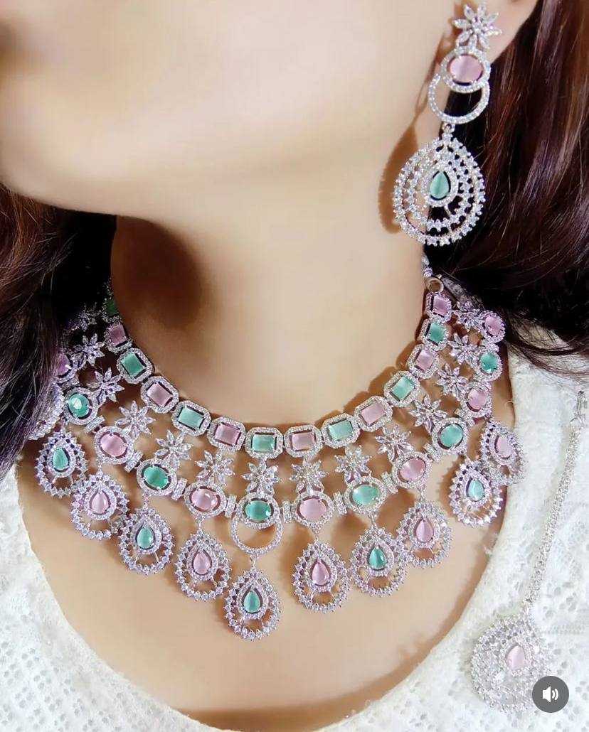 Ynf AD Diamond KESH192 Womens Jewellery Wholesale AD Diamond Necklace Necklaces Set Fashion Necklace Manufacturer