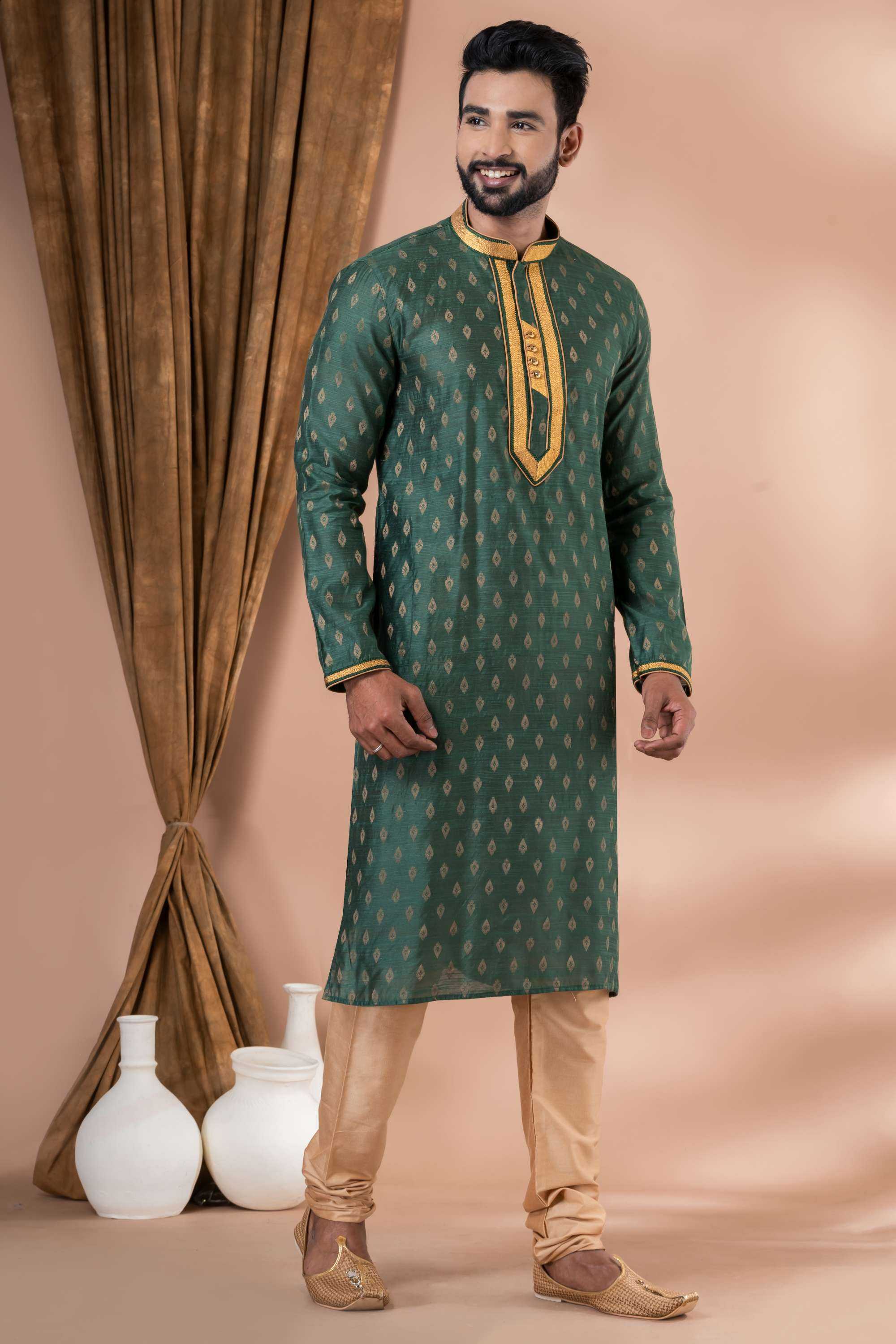 Ynf Banarasi Cotton RIN223 3425A Mens Wear Wholesale Mens Kurtas Mens Kurta Pyjama Men Wedding kurta Manufacturer