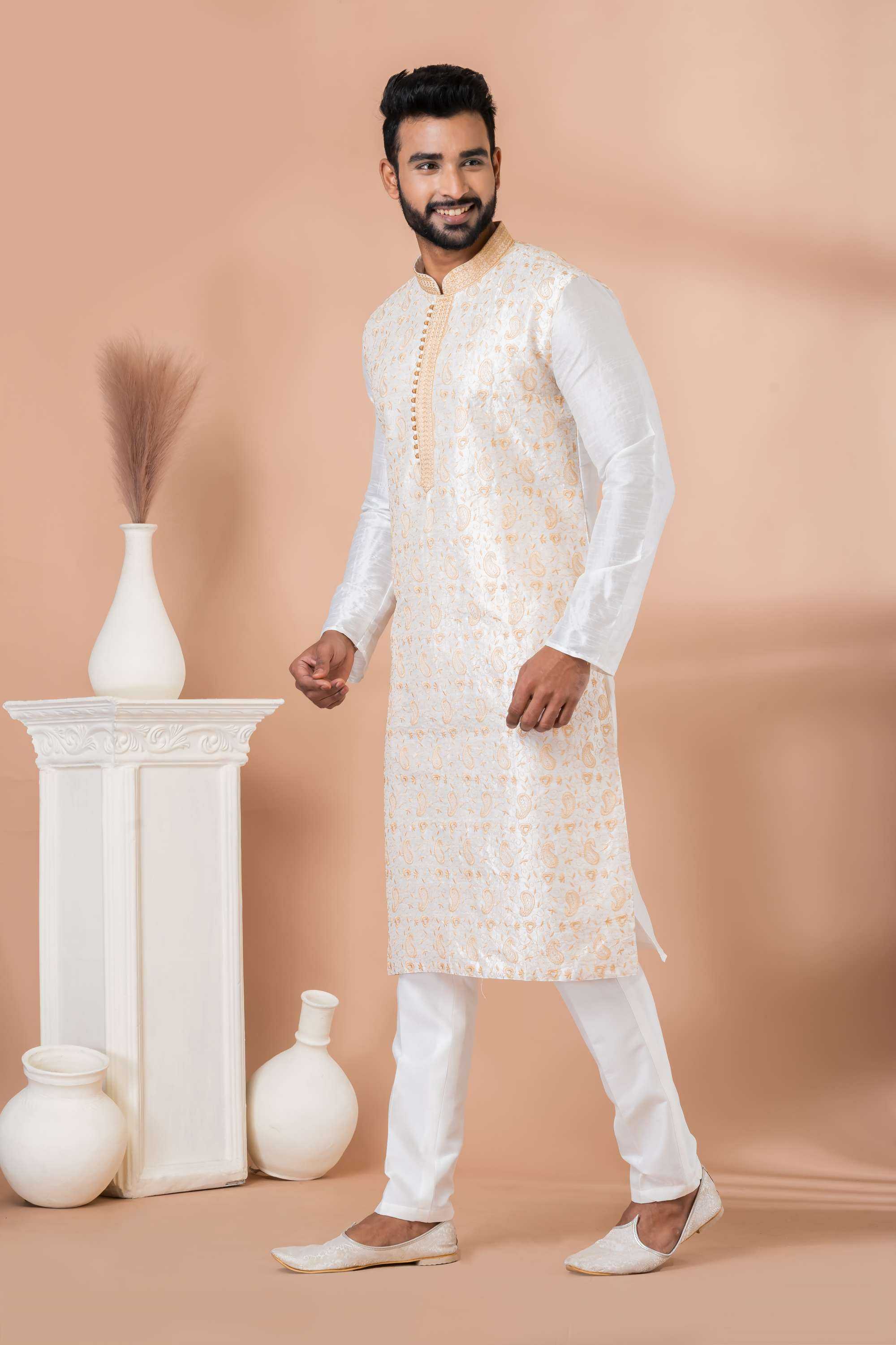 Ynf Banarasi Jacquard RIN223 3328B Mens Wear Wholesale Mens Kurtas Mens Kurta Pyjama Men Wedding kurta Manufacturer