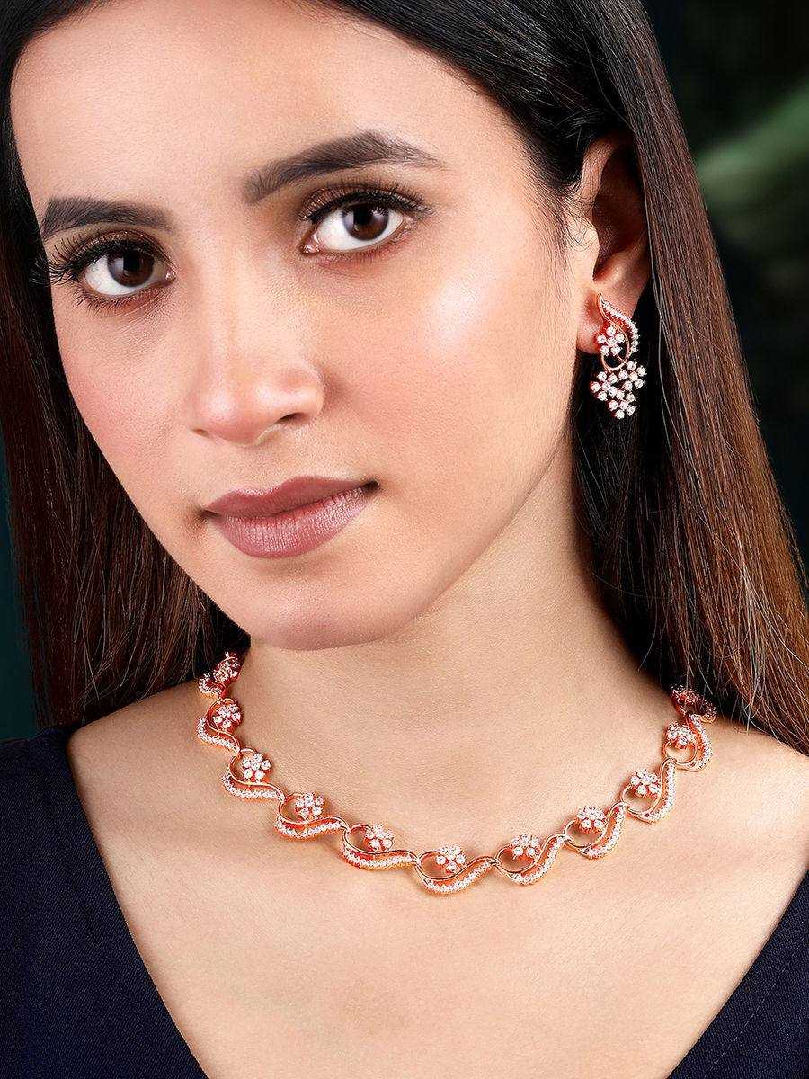 Ynf Brass KESH483 Womens Jewellery Wholesale AD Diamond Necklace Necklaces Set Fashion Necklace Manufacturer