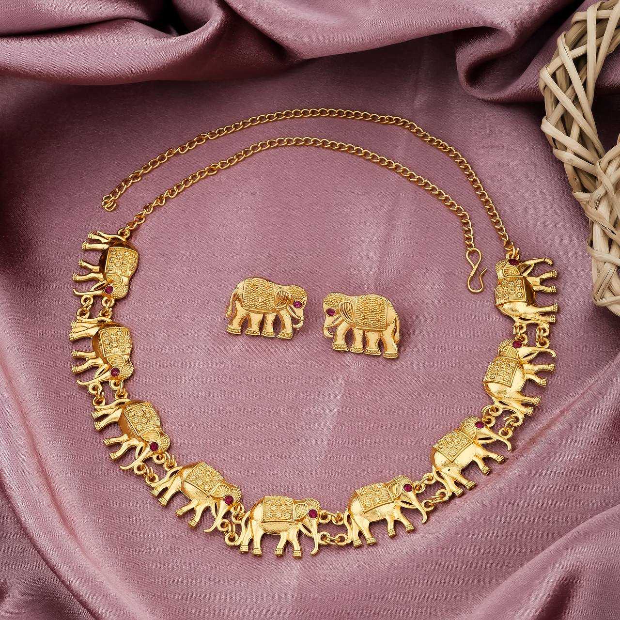 Ynf Brass KESH483 Womens Jewellery Wholesale Necklaces Set Golden Necklace Set Temple Jewelry Manufacturer